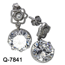 Fashion Jewelry 925 Silver Big CZ Stone Earrings (Q-7841)